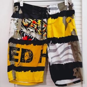 Vintage Y2K Ed Hardy Board Shorts Swim Trunks.